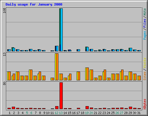 Daily usage for January 2008