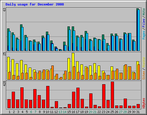 Daily usage for December 2008