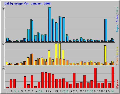 Daily usage for January 2009
