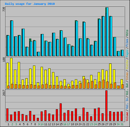 Daily usage for January 2010