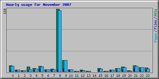 Hourly usage for November 2007