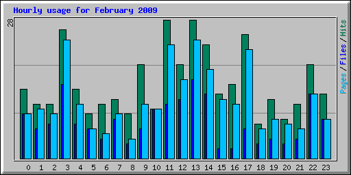 Hourly usage for February 2009