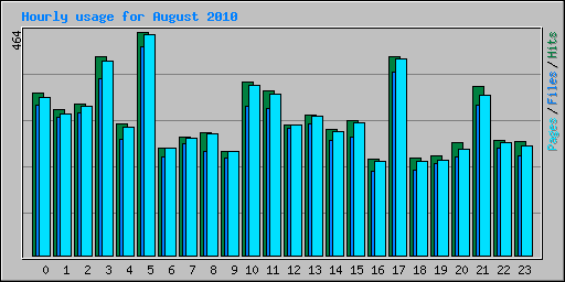 Hourly usage for August 2010
