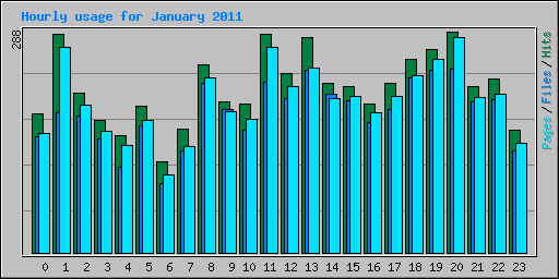 Hourly usage for January 2011