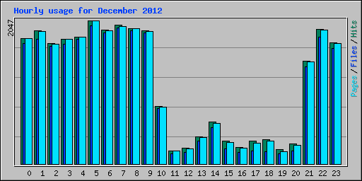 Hourly usage for December 2012
