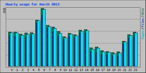 Hourly usage for March 2013
